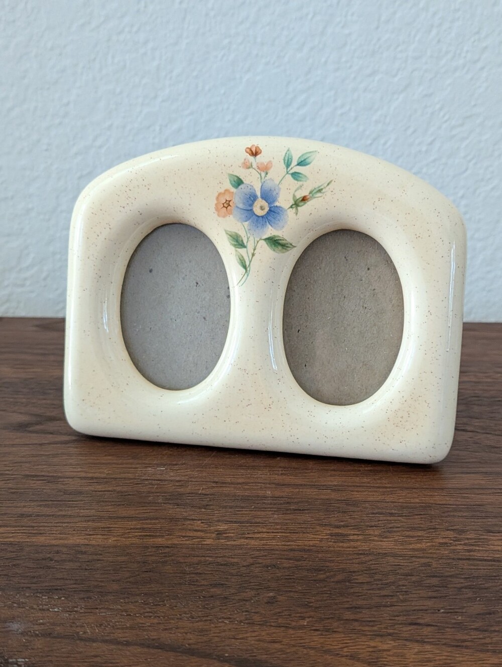 VTG Ceramic Double Oval Small Floral Picture Frame Cottagecore Sabby Chic 5"x4"